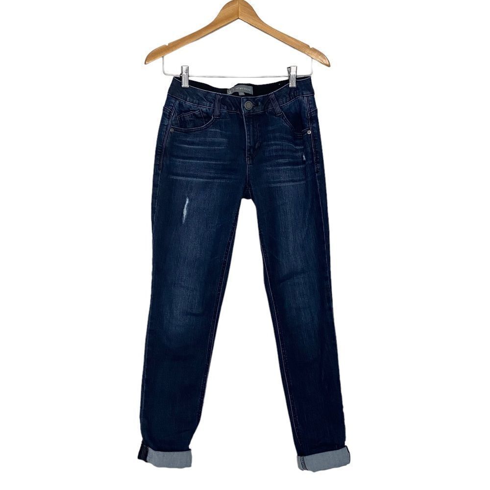 Wit & Wisdom Distressed Rolled Up Hem Boyfriend Jeans Women's Size 0